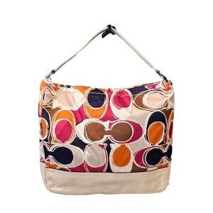 🎉SALE🎉 Coach Multicolor Scarf Print Signature Shoulder Tote‎ Crossbody Bag